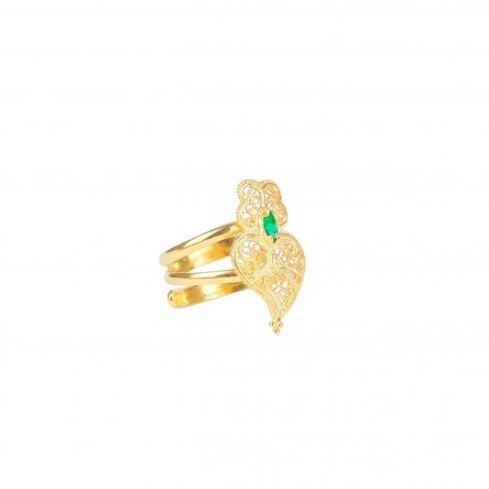 Red Viana Heart Ring Gold-Plated Silver