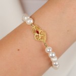 Red Viana Heart Bracelet Gold-Plated Silver