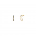 Pendientes Oval Shape & Solitaire Oro 14K