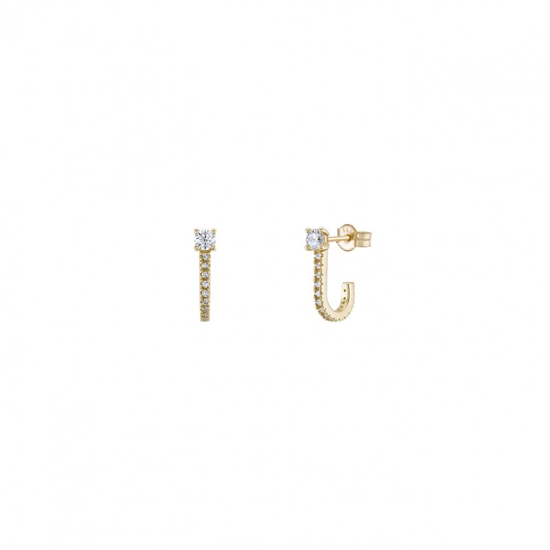 14K Gold Oval Shape & Solitaire Earrings