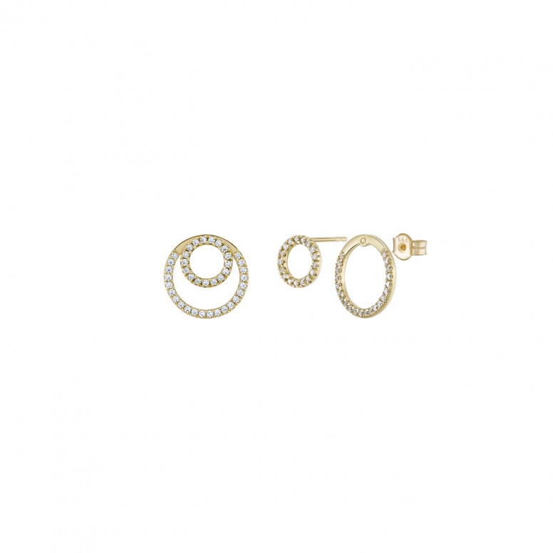 Pendientes Double Circle Oro 14K