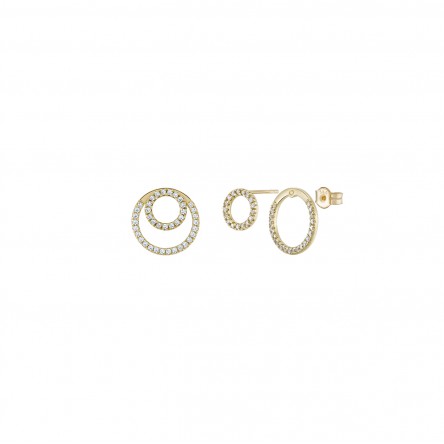 14K Gold Double Circle Earrings