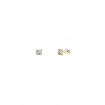 14K Gold Round Solitaire Earrings