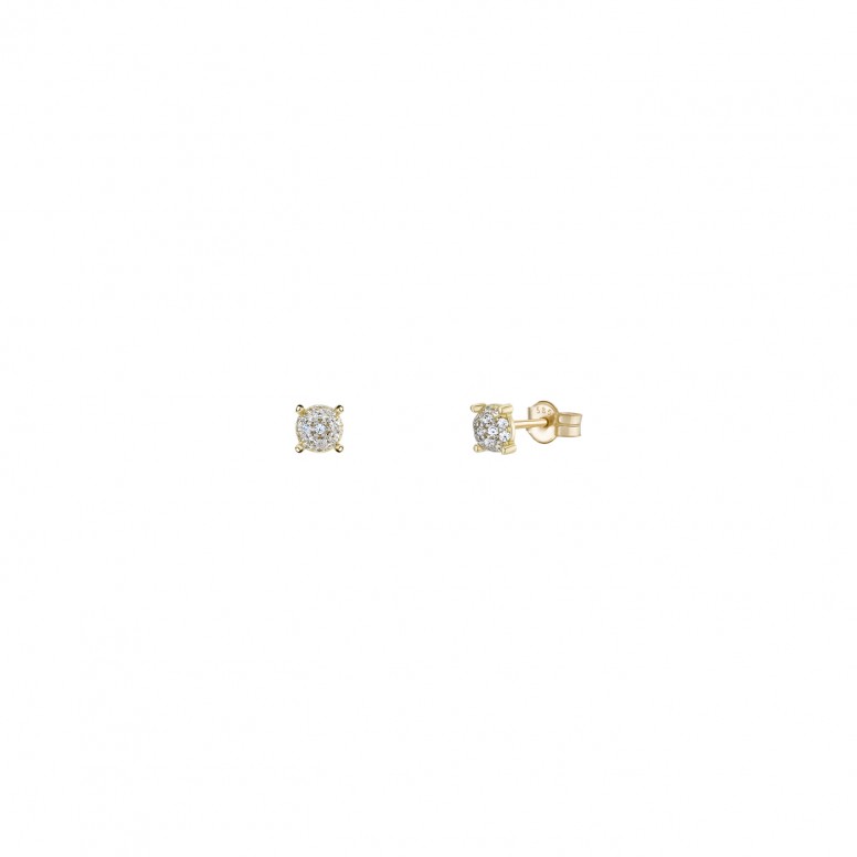 Pendientes Round Solitaire Oro 14K