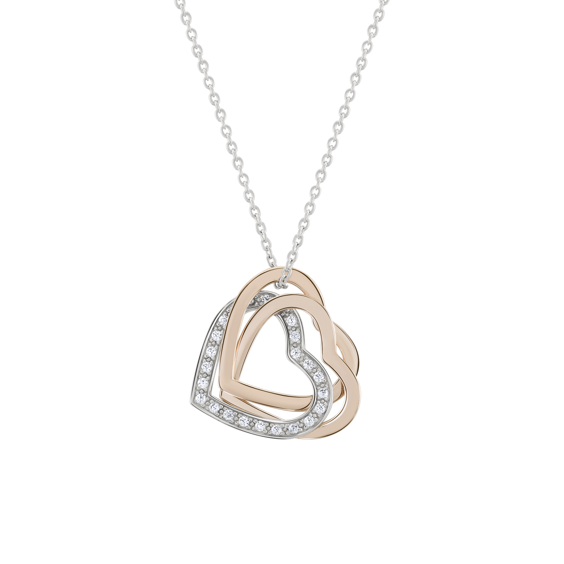 Love In Rose Two Hearts Necklace