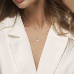 18K Gold Square Necklace Pearl and Diamonds 0.11ct