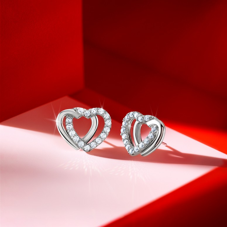 Double Heart Bicolor Earrings