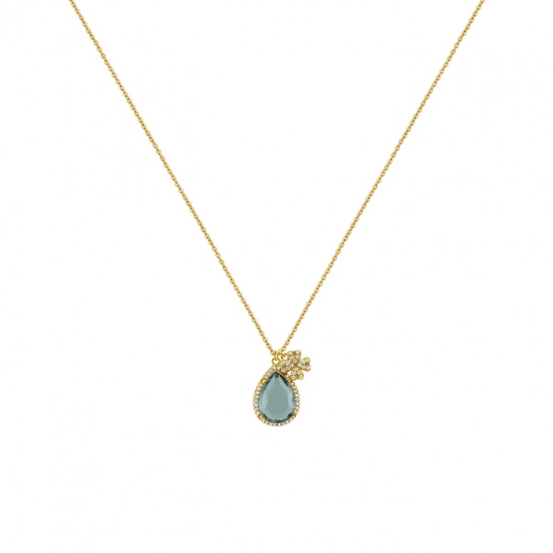 Fun Clover Blue Stone Necklace