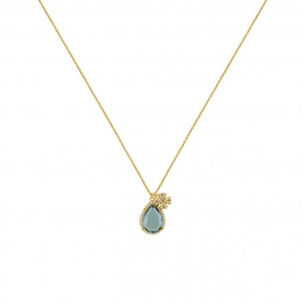 Fun W24 Clover Blue Stone Necklace