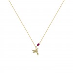 Fun Bird Red Stone Necklace