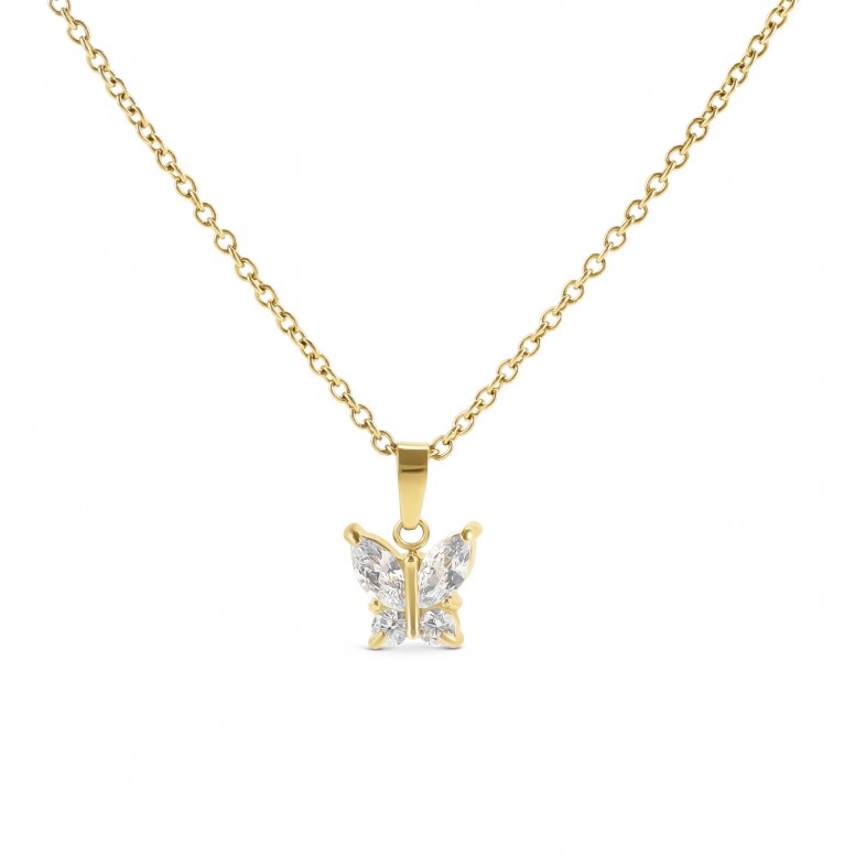 Butterfly Crystal Gold Necklace