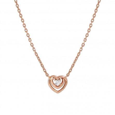 Cosmic Love Rose Gold Heart Necklace