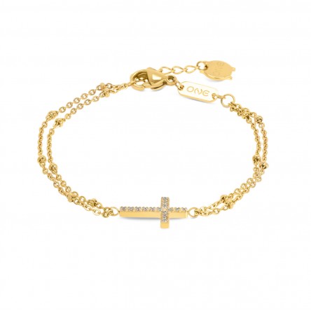 Reflexions Crossed Gold Bracelet