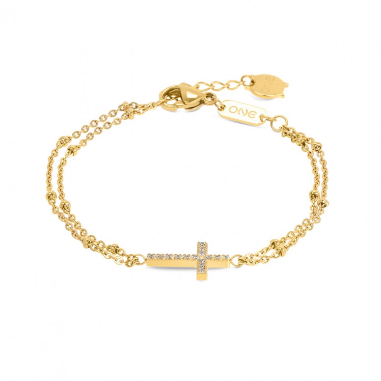 Reflexions Crossed Gold Bracelet