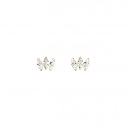 Triple Navetes Earrings 14K Gold