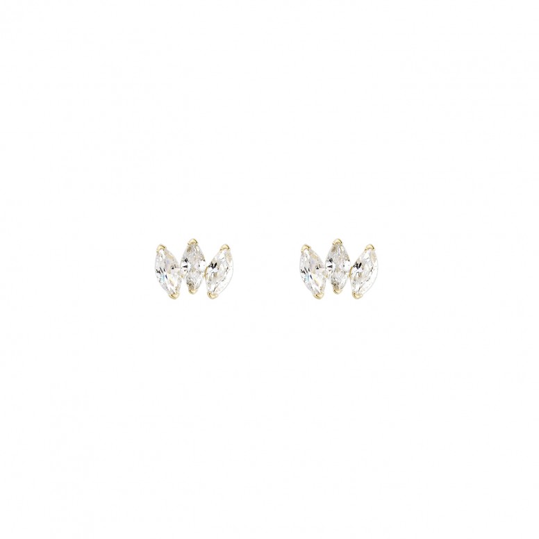 Pendientes Triple Navetes Oro 14K