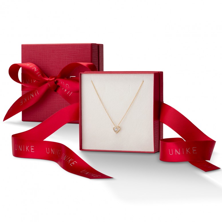 Colar Solitaire Heart Gold Dia dos Namorados