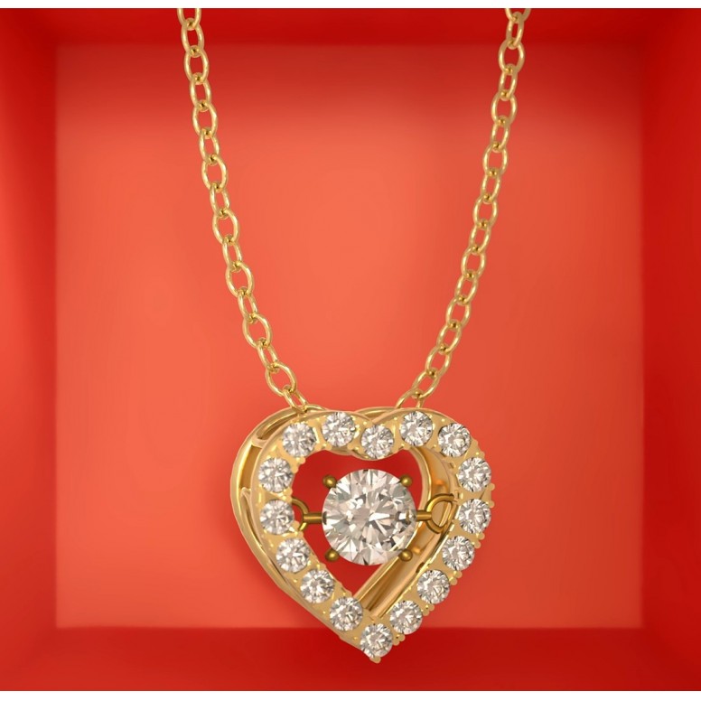 Colar Solitaire Heart Gold Dia dos Namorados