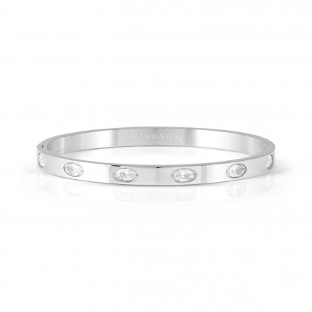 Pulsera Pretty Bangles Plateada 6 Piedras Blancas