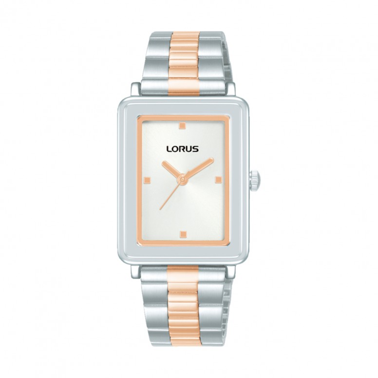 Rel�gio Classic Rectangular Bicolor Rose Gold