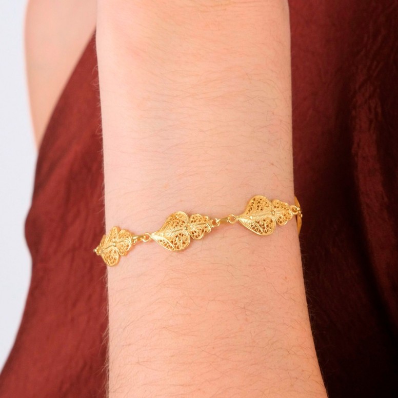 Golden Silver Five Viana Hearts Bracelet