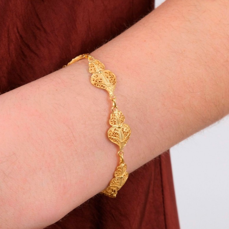 Golden Silver Five Viana Hearts Bracelet