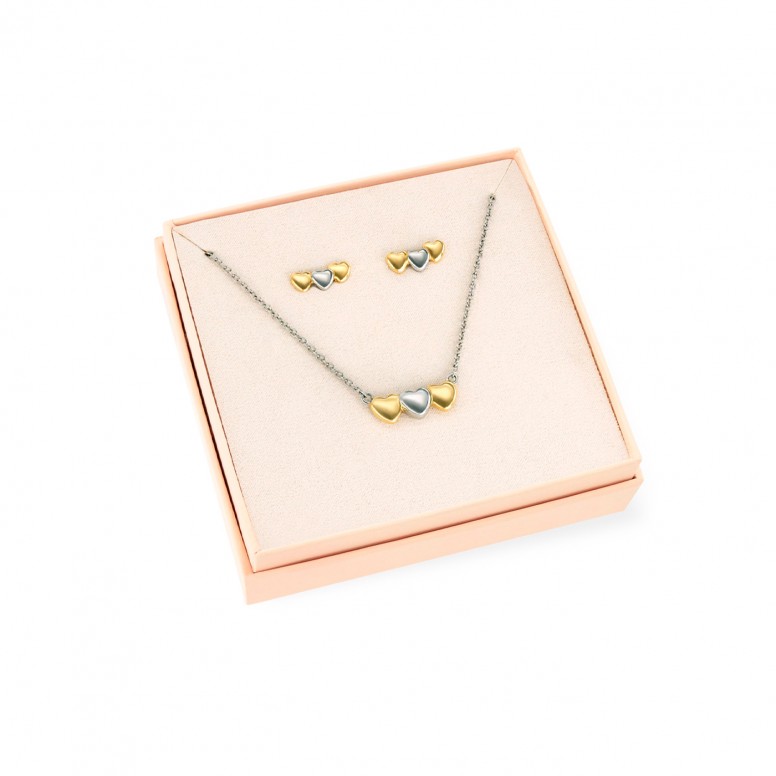 Conjunto Colar & Brincos Crazy Heart Bicolor