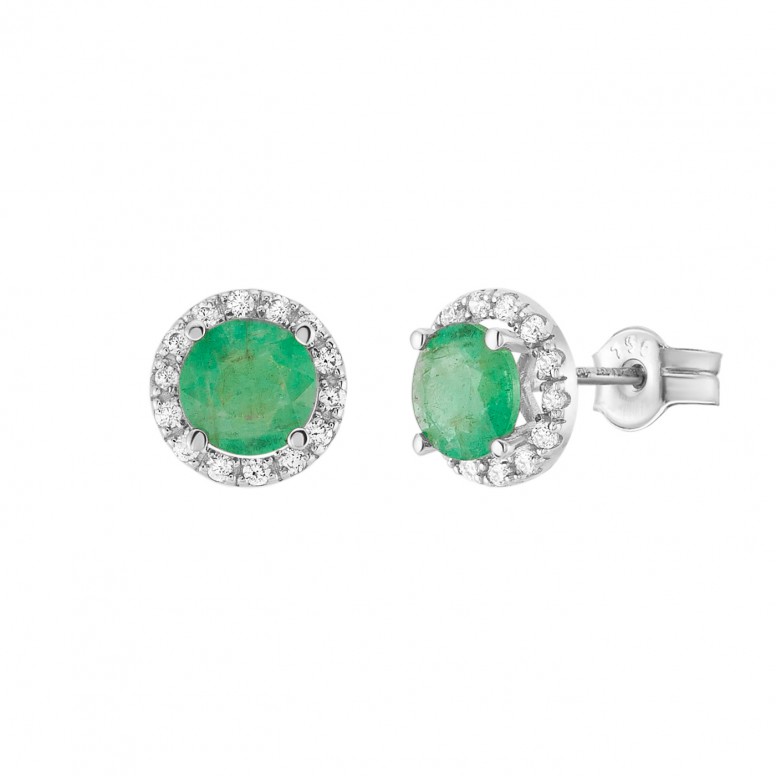 Brincos Giselle Ouro 18K Esmeralda e Diamantes