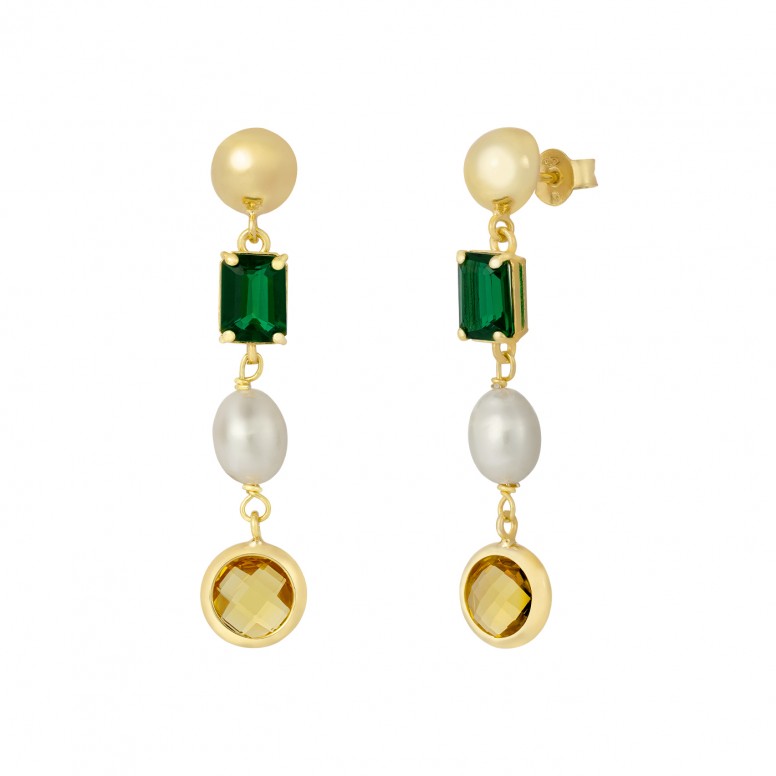 Bella Color Stones & Pearl Earrings