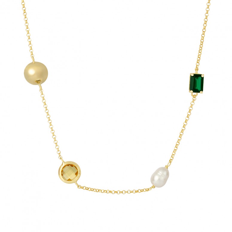 Bella Color Stones & Pearl Necklace