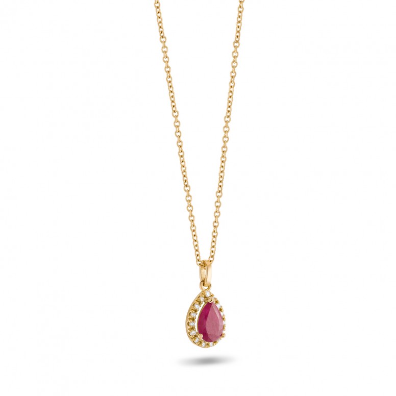 Necklace Theresa 18K Gold Ruby and Diamonds