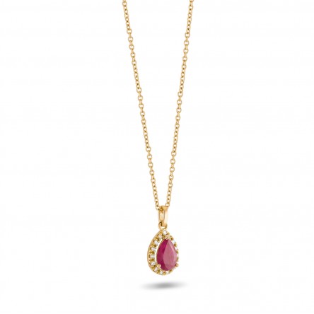 Necklace Theresa 18K Gold Ruby and Diamonds