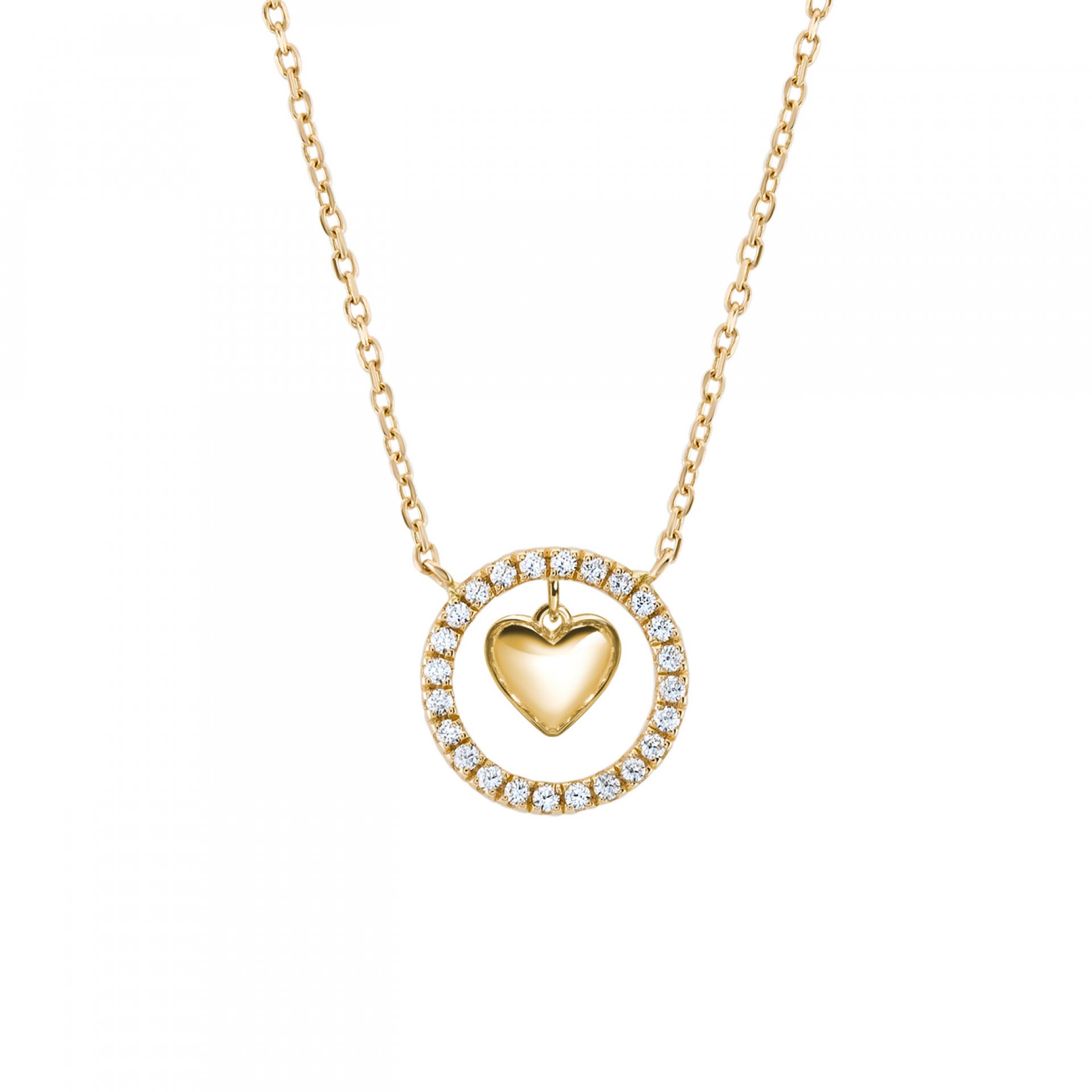 Colar Ouro 14K Circle & Heart