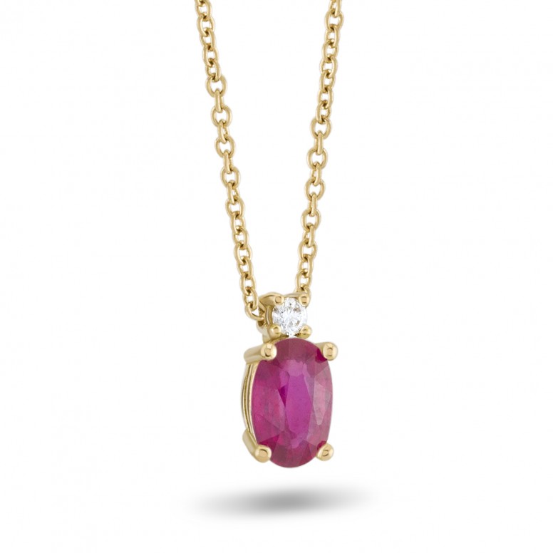 Colar Louise Ouro 18K Rubi e Diamantes