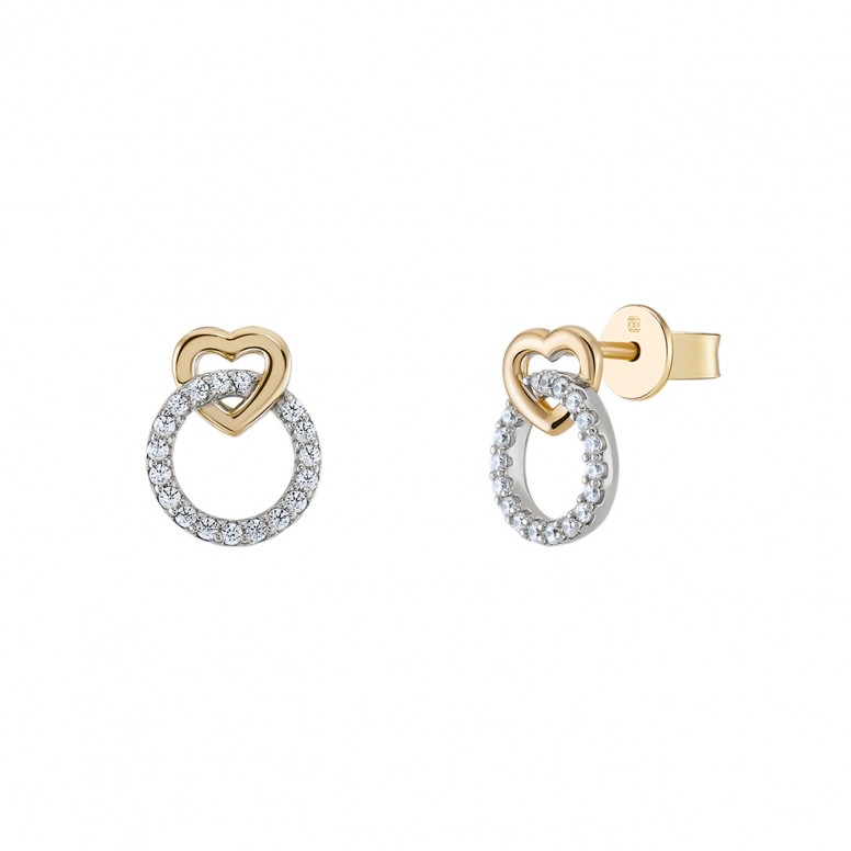 Circle & Heart Bicolor Earrings