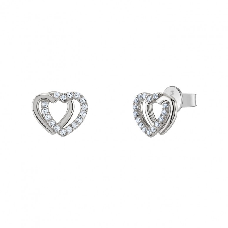 Double Heart Bicolor Earrings