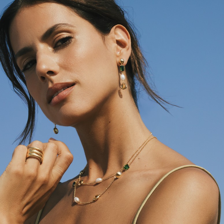 Bella Color Stones & Pearl Earrings