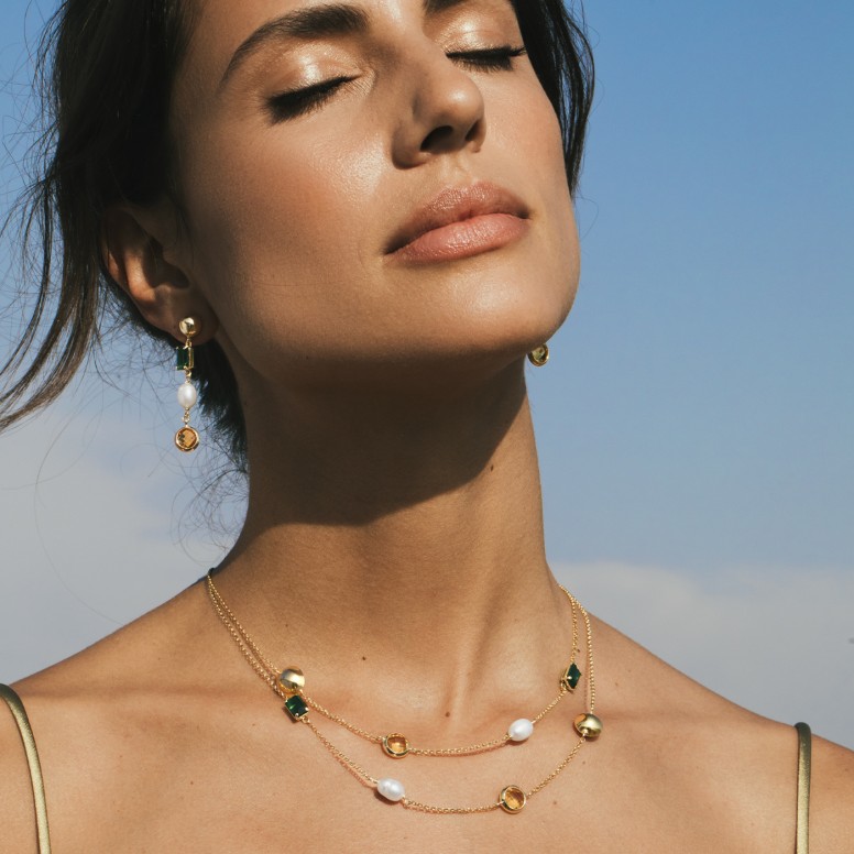 Bella Color Stones & Pearl Necklace