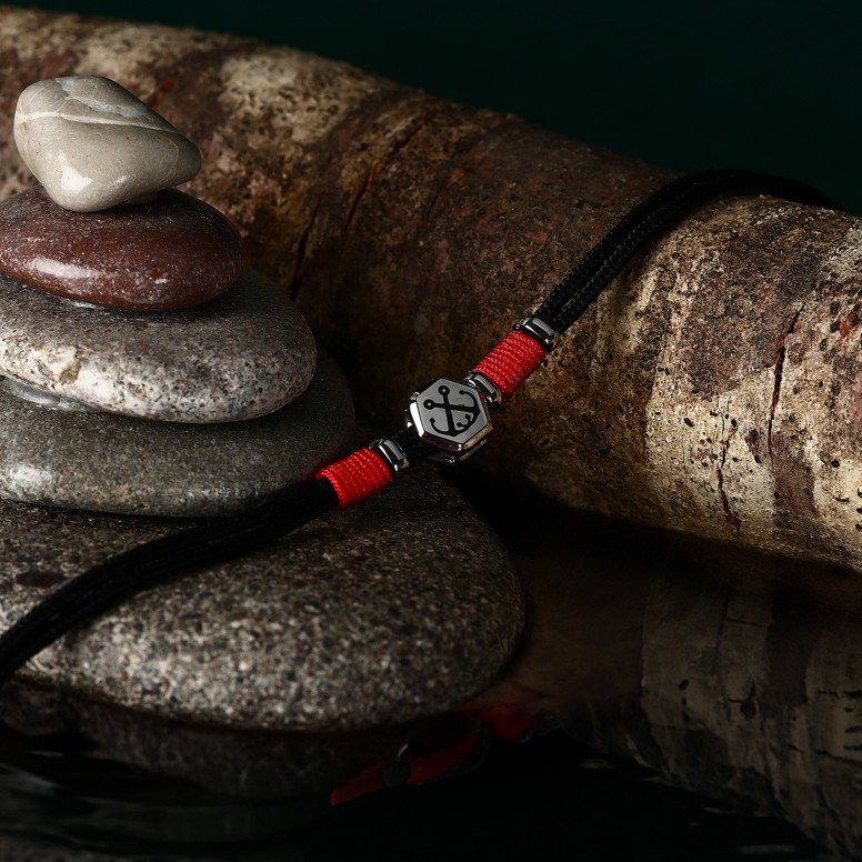 Pulsera Marine Ancla Negra y Roja