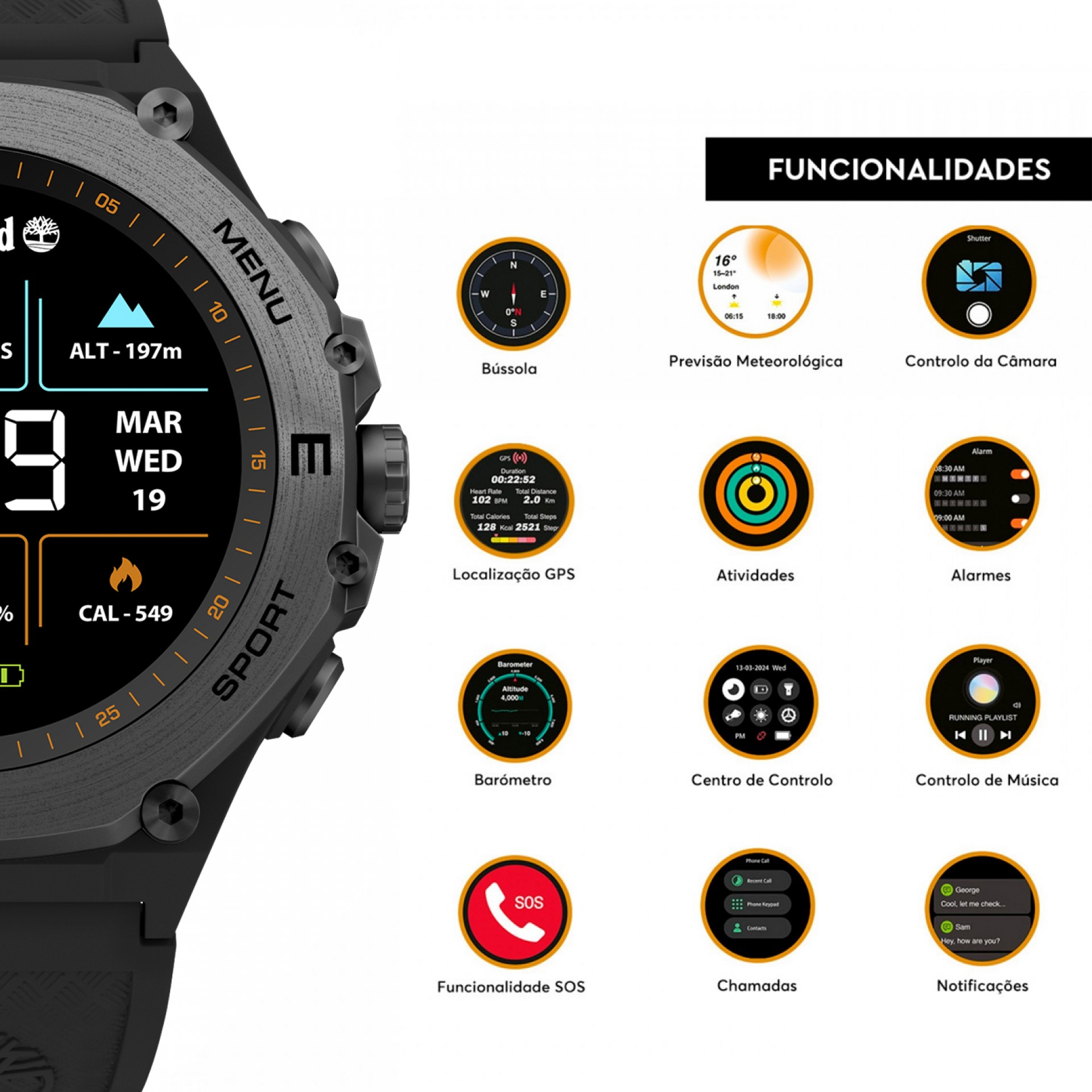 Relógio Smartwatch Trail Force S2 Preto