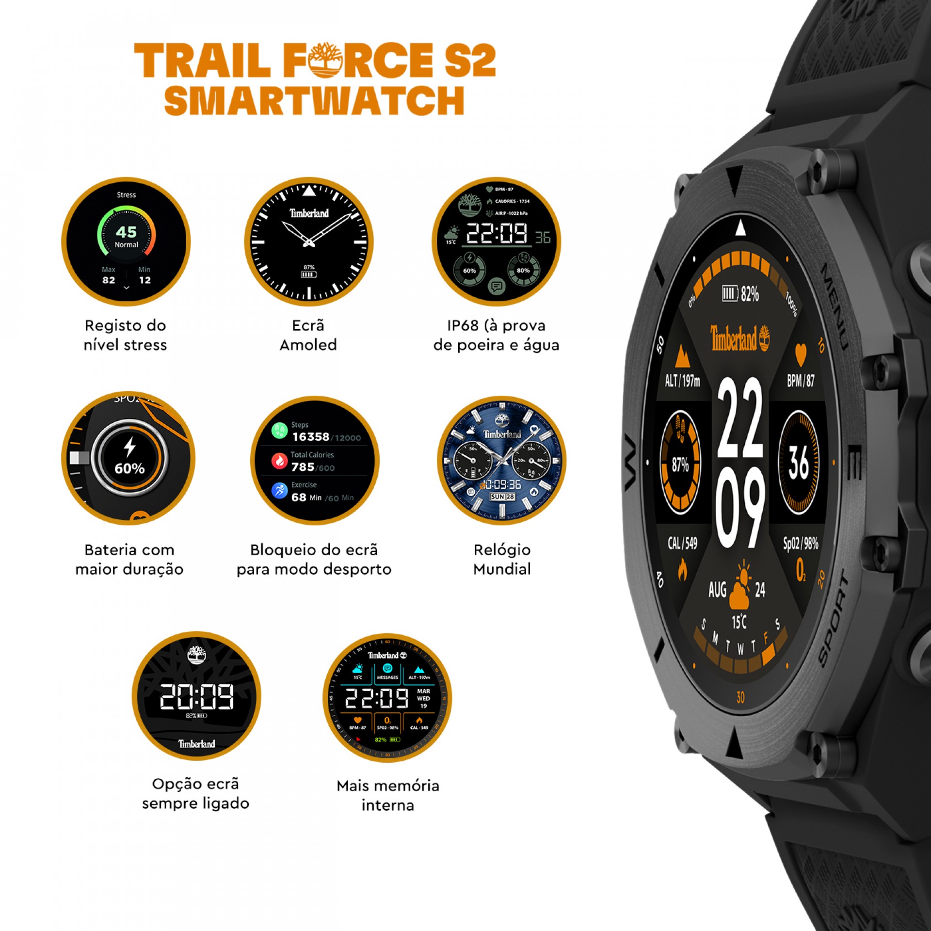 Relógio Smartwatch Trail Force S2 Preto