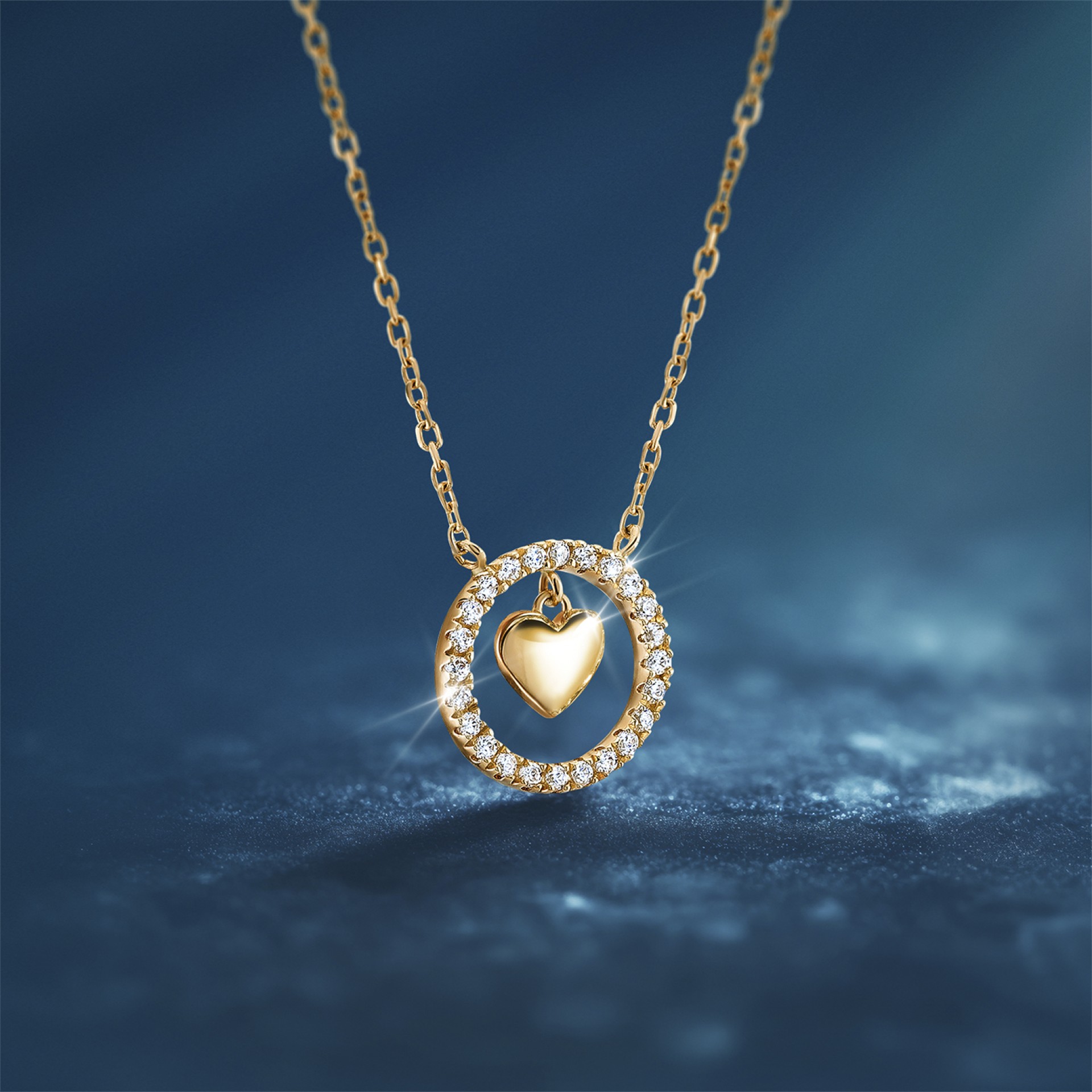 Colar Ouro 14K Circle & Heart