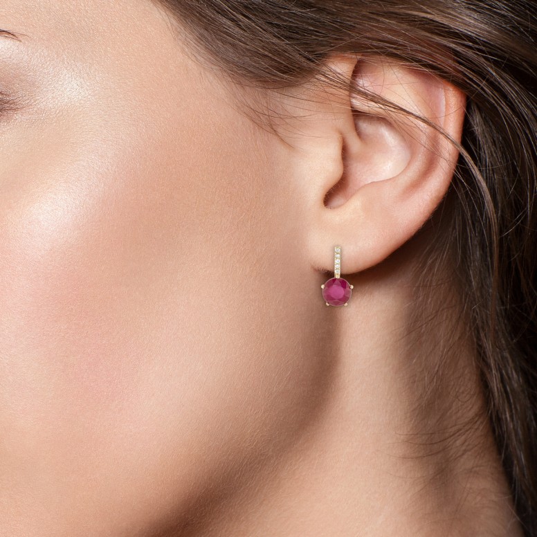Pendientes Zoe Oro 18K Rubi y Diamantes