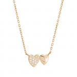 Double Heart Bicolor 14K Gold Necklace