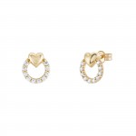 Round With Heart 14K Gold Earrings