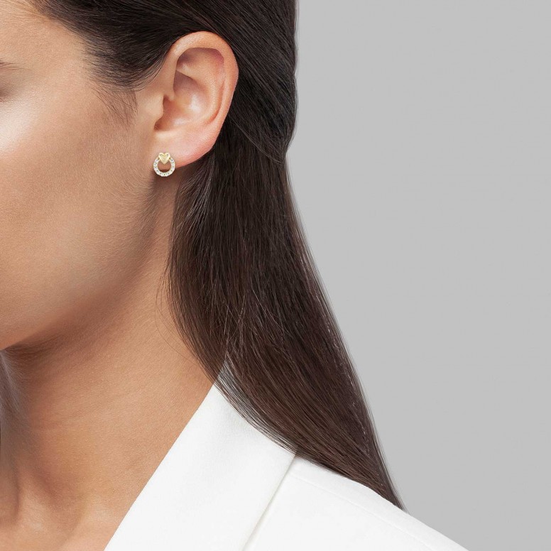 Round With Heart 14K Gold Earrings