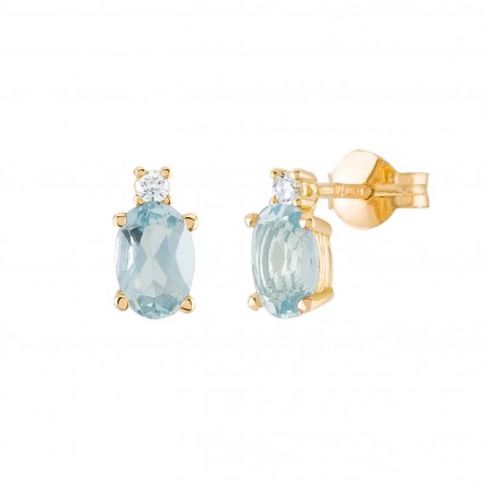 Pendientes Louise Oro 18K Agua Marina y Diamantes