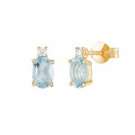 Pendientes Louise Oro 18K Agua Marina y Diamantes