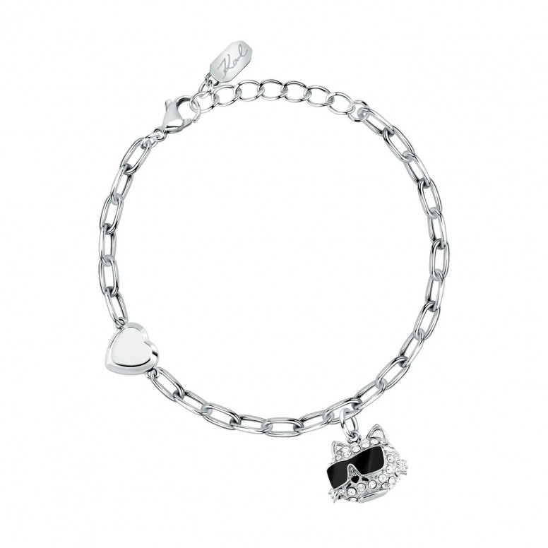 Pulseira Charms Gato Prateada