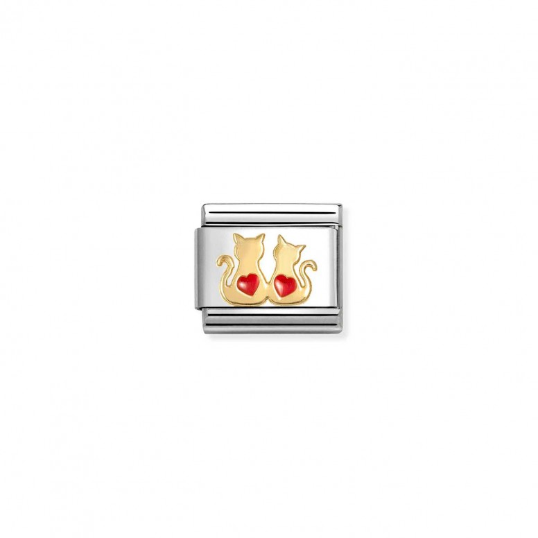 Charm Link 2 Gatos 2 Corazones
